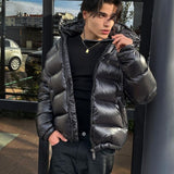 Sherpa-Lined Quilted Hooded Winter Jacket for Men