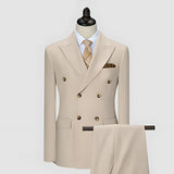 Men's Two-Piece Double-Breasted Wool Blend Wedding Suit