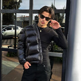 Sherpa-Lined Quilted Hooded Winter Jacket for Men