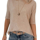 Women's White Autumn Relaxed Fit Short Sleeve Jumper