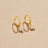 Gold-Plated Sterling Silver Clover Zirconia Earrings