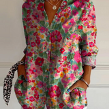 Floral Button Front Blouse