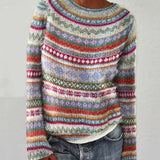 Women's Patterned Fair Isle Boat Neck Sweater