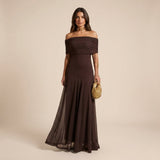Women's Off Shoulder Ruched Maxi Dress
