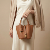 Structured Drawstring Tote Shoulder Bag