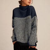 Women's Chevron Pattern Turtleneck Knit Sweater