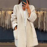 Women's Longline Ribbed Knit Open-Front Cardigan