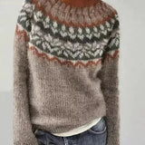 Women's Patterned Fair Isle Boat Neck Sweater