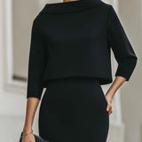 Women's Two-Piece Boat Neck Top and Pencil Skirt Set