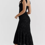 Women's Ruffle Hem Bodycon Midi Dress