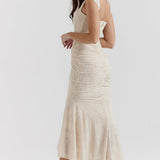 Women's Ruffle Hem Bodycon Midi Dress