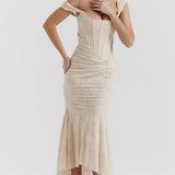 Women's Ruched Sleeveless Midi Dress
