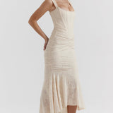 Women's Ruched Sleeveless Midi Dress