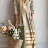 Striped V-Neck Maxi Dress