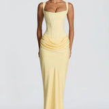 Square Neck Draped Maxi Dress