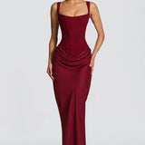 Square Neck Draped Maxi Dress