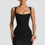 Square Neck Draped Maxi Dress