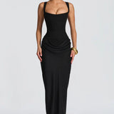 Square Neck Draped Maxi Dress