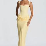 Square Neck Draped Maxi Dress
