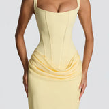 Square Neck Draped Maxi Dress