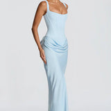 Square Neck Draped Maxi Dress