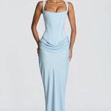 Square Neck Draped Maxi Dress