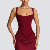 Square Neck Draped Maxi Dress