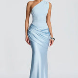 One-Shoulder Draped Maxi Dress