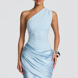 One-Shoulder Draped Maxi Dress