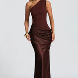 One-Shoulder Draped Maxi Dress