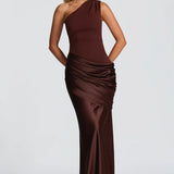 One-Shoulder Draped Maxi Dress