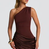 One-Shoulder Draped Maxi Dress