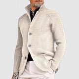 Men's Military-Inspired Fitted Knit Cardigan