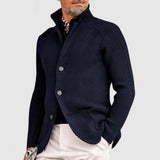 Men's Military-Inspired Fitted Knit Cardigan