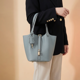 Structured Drawstring Tote Shoulder Bag
