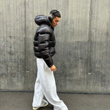 Sherpa-Lined Quilted Hooded Winter Jacket for Men