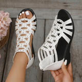 Women's Cut-Out Wedge Sandals with Side Zip