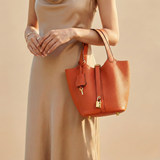 Structured Drawstring Tote Shoulder Bag