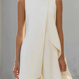Women's Lightweight White Wide Leg Sleeveless Two Piece Set