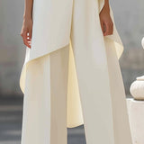 Women's Lightweight White Wide Leg Sleeveless Two Piece Set
