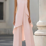 Women's Lightweight White Wide Leg Sleeveless Two Piece Set