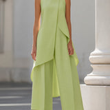 Women's Lightweight White Wide Leg Sleeveless Two Piece Set
