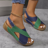 Colour Block Wedge Sandals