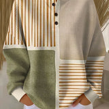 Colour Block Waffle Knit Crew Neck Sweater