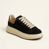Women's Suede-Look Chunky Platform Lace-Up Sneakers