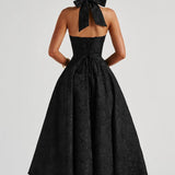 Women's Halter Neck A-Line Midi Dress