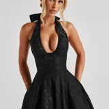 Women's Halter Neck A-Line Midi Dress