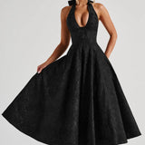 Women's Halter Neck A-Line Midi Dress