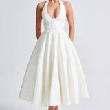 Women's Halter Neck A-Line Midi Dress