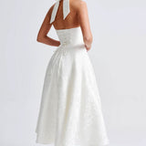 Women's Halter Neck A-Line Midi Dress
